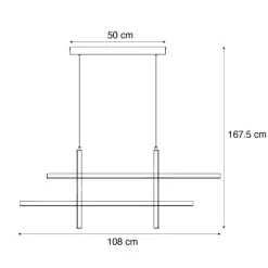 Design-Hängeleuchte H Schwarz mit Gold inkl. LED 3-Stufen-Dimmbar - Joy