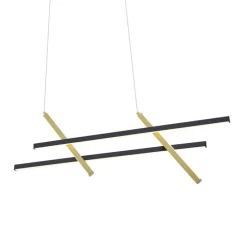 Design-Hängeleuchte H Schwarz mit Gold inkl. LED 3-Stufen-Dimmbar - Joy