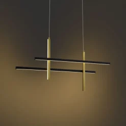 Design-Hängeleuchte H Schwarz mit Gold inkl. LED 3-Stufen-Dimmbar - Joy