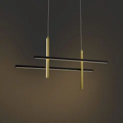 Design-Hängeleuchte H Schwarz mit Gold inkl. LED 3-Stufen-Dimmbar - Joy