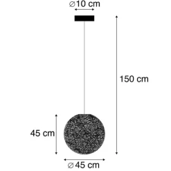 Design-Hängeleuchte schwarz Kugel 45cm - Corda