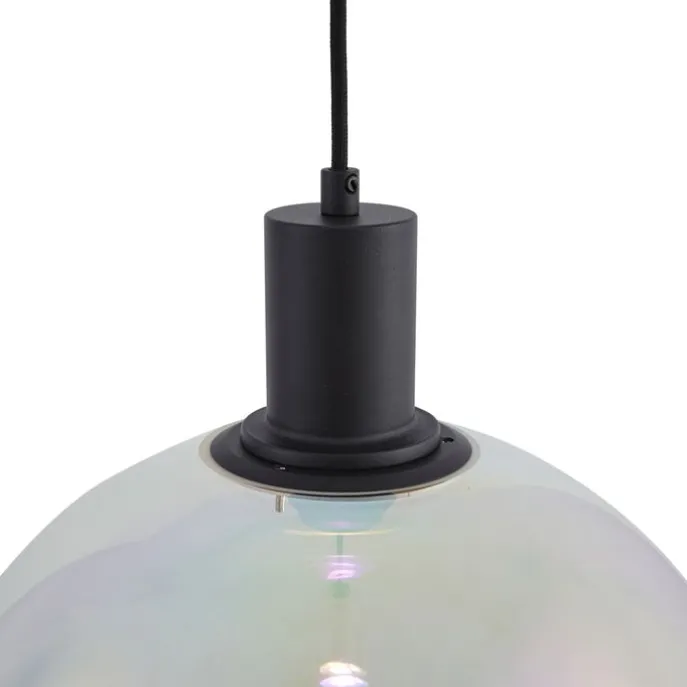 Design-Hängeleuchte schwarz mit Regenbogen-Glas 35cm - Mallon