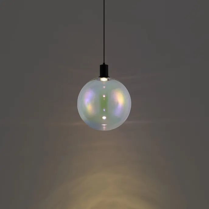 Design-Hängeleuchte schwarz mit Regenbogen-Glas 35cm - Mallon