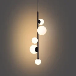 Design-Hängeleuchte schwarz mit Milchglas 5-flammig - Vertical