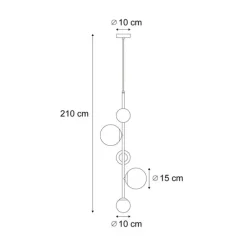 Design-Hängeleuchte schwarz mit Milchglas 5-flammig - Vertical