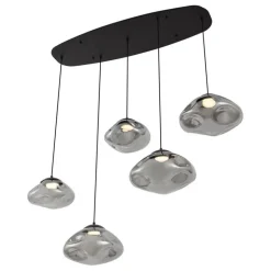 Design-Hängeleuchte schwarz mit Rauchglas 5-flammig - Gus