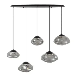 Design-Hängeleuchte schwarz mit Rauchglas 5-flammig - Gus