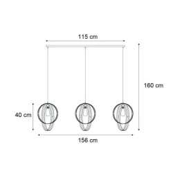 Design-Hängeleuchte schwarz rechteckig 3-flammig - Indu