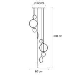 Design-Hängeleuchte schwarz 9-flammig inkl. LED 3-Stufen-Dimmbar - Vide Anella