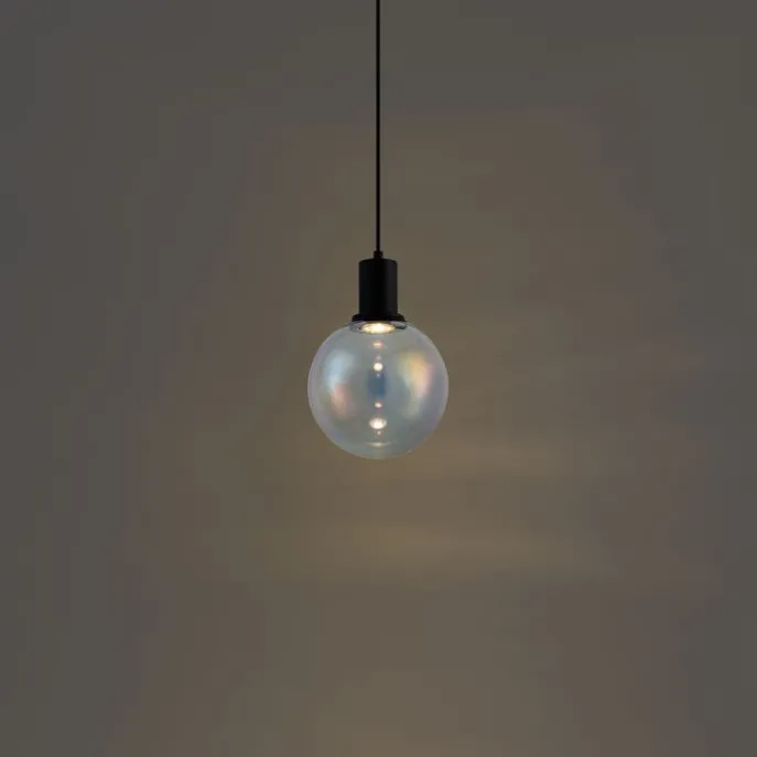 Design-Hängeleuchte schwarz mit Regenbogen-Glas 20cm - Mallon