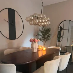 Design-Hängeleuchte schwarz mit Bernsteinglas 8-flammig - Uvas