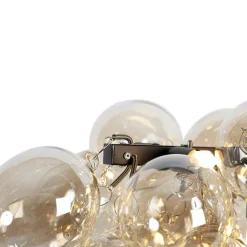 Design-Hängeleuchte schwarz mit Bernsteinglas 8-flammig - Uvas