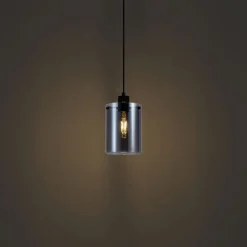 Design-Hängeleuchte schwarz mit Rauchglas - Domo