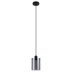 Design-Hängeleuchte schwarz mit Rauchglas - Domo