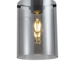 Design-Hängeleuchte schwarz mit Rauchglas - Domo