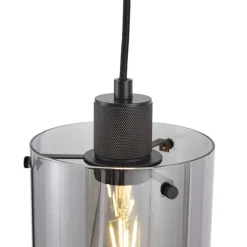 Design-Hängeleuchte schwarz mit Rauchglas - Domo