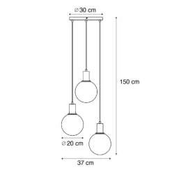Design-Hängeleuchte schwarz mit Regenbogen-Glas rund 3-flammig - Mallon