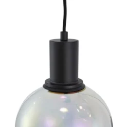 Design-Hängeleuchte schwarz mit Regenbogen-Glas rund 3-flammig - Mallon