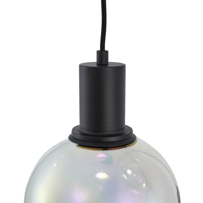 Design-Hängeleuchte schwarz mit Regenbogen-Glas rund 3-flammig - Mallon