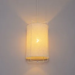 Design-Hängeleuchte weiß mit beigefarbenem Schirm - Rich