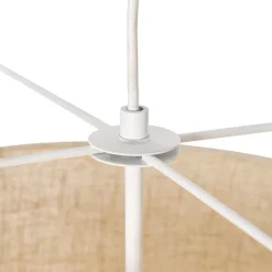 Design-Hängeleuchte weiß mit beigefarbenem Schirm - Rich