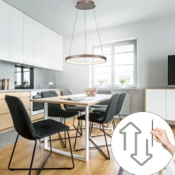 Design-Pendelleuchte Bronze inklusive dimmbarer LED Easylift - Hoop