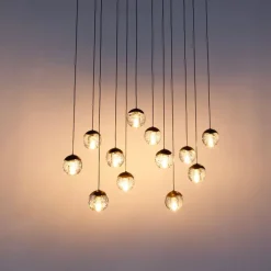 Design-Pendelleuchte Dunkelbronze mit Klarglas 12-flammig - Inge