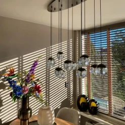 Design-Pendelleuchte Dunkelbronze mit Klarglas 12-flammig - Inge