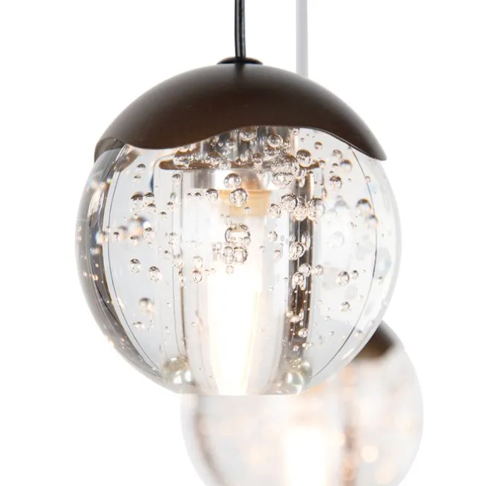 Design-Pendelleuchte Dunkelbronze mit Klarglas 12-flammig - Inge