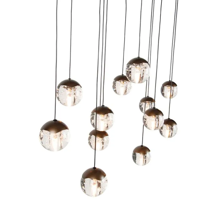 Design-Pendelleuchte Dunkelbronze mit Klarglas 12-flammig - Inge