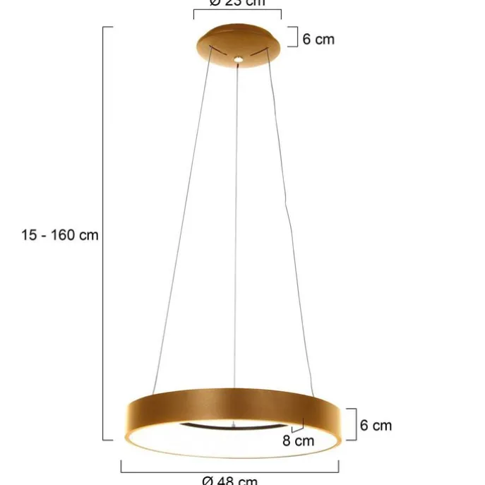 Design-Pendelleuchte Gold inkl. dimmbarer LED - Ringlede