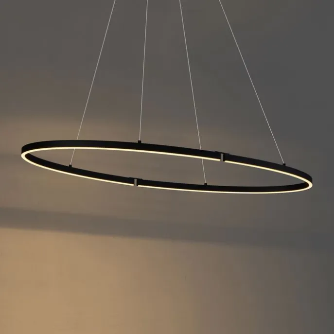 Design-Pendelleuchte Schwarz Oval 120cm inkl. LED 3-Stufen-Dimmbar - Ovallo