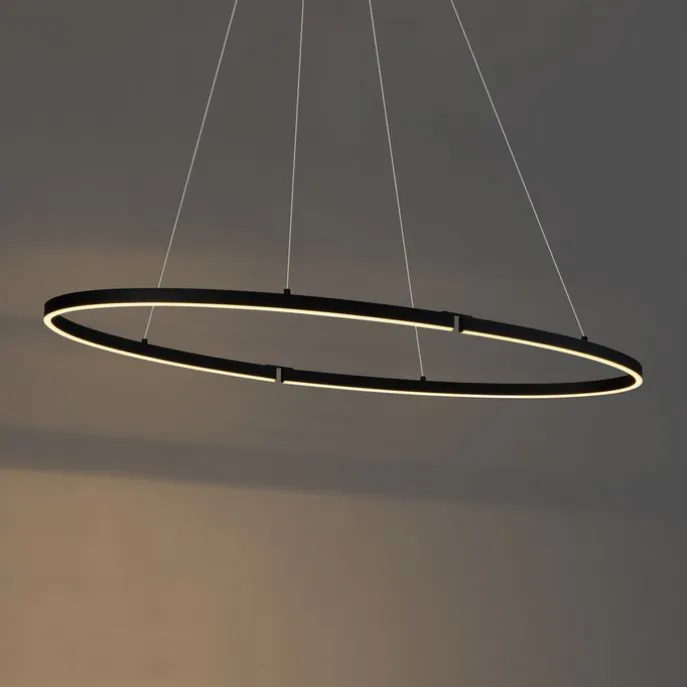 Design-Pendelleuchte Schwarz Oval 120cm inkl. LED 3-Stufen-Dimmbar - Ovallo