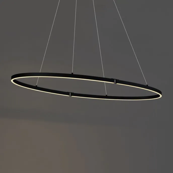 Design-Pendelleuchte Schwarz Oval 120cm inkl. LED 3-Stufen-Dimmbar - Ovallo