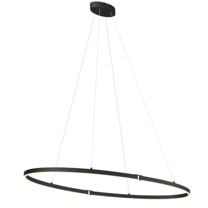 Design-Pendelleuchte Schwarz Oval 120cm inkl. LED 3-Stufen-Dimmbar - Ovallo