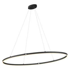 Design-Pendelleuchte Schwarz Oval 120cm inkl. LED 3-Stufen-Dimmbar - Ovallo