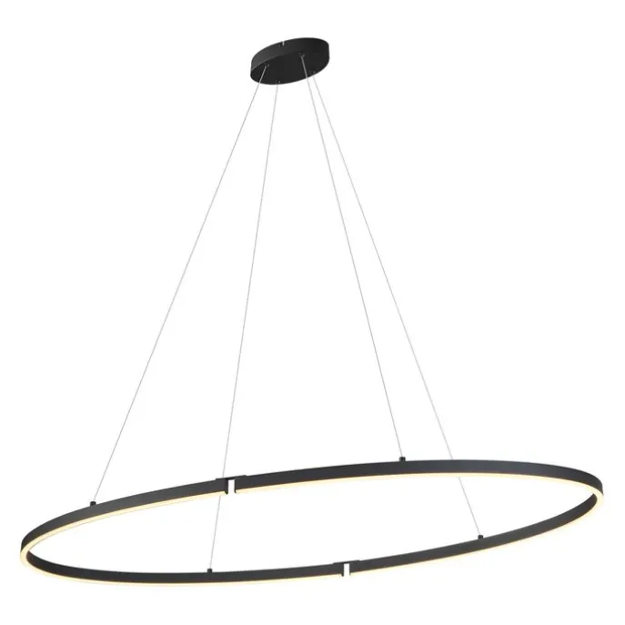 Design-Pendelleuchte Schwarz Oval 120cm inkl. LED 3-Stufen-Dimmbar - Ovallo