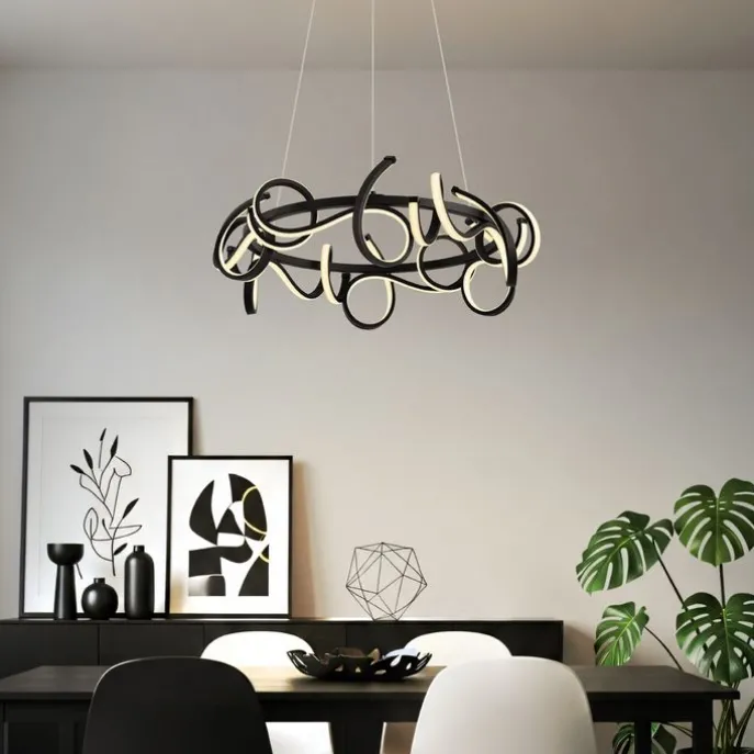 Design-Pendelleuchte schwarz rund, 3-Stufen-Dimmbar - Krisscross