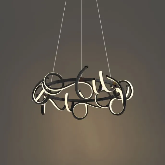 Design-Pendelleuchte schwarz rund, 3-Stufen-Dimmbar - Krisscross