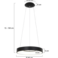 Design-Pendelleuchte Schwarz inkl. dimmbarer LED - Ringlede