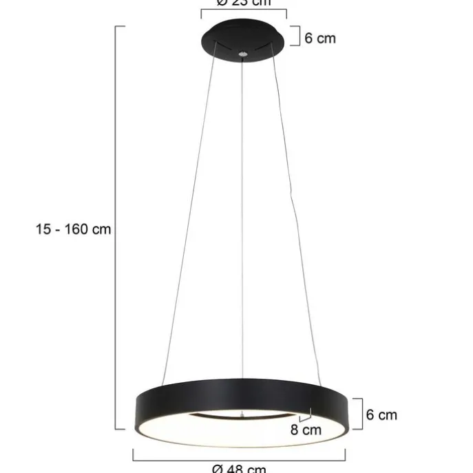 Design-Pendelleuchte Schwarz inkl. dimmbarer LED - Ringlede