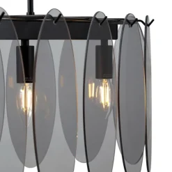 Design-Pendelleuchte schwarz mit Rauchglas oval 5-flammig - Mochan