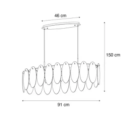 Design-Pendelleuchte schwarz mit Rauchglas oval 5-flammig - Mochan