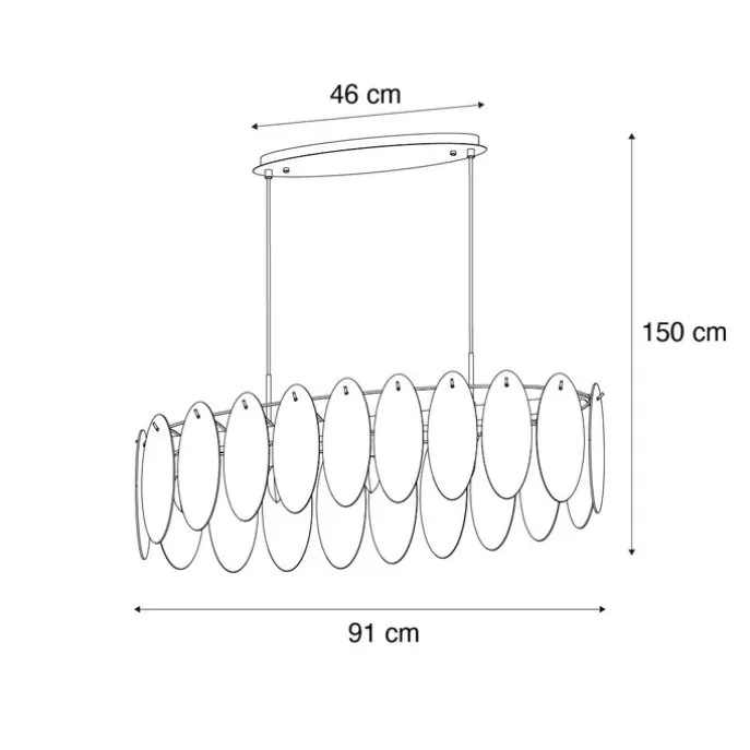 Design-Pendelleuchte schwarz mit Rauchglas oval 5-flammig - Mochan