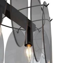 Design-Pendelleuchte schwarz mit Rauchglas oval 5-flammig - Mochan