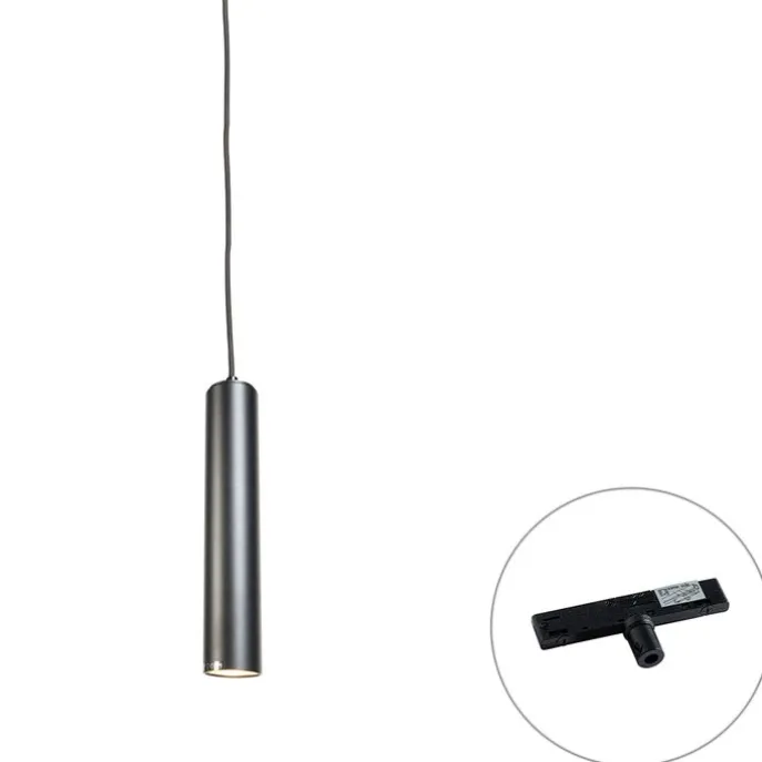 Design-Pendelleuchte Schwarz inkl. Schienenadapter 1-phasig - Slimline Tuba Small