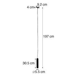 Design-Pendelleuchte Schwarz inkl. Schienenadapter 1-phasig - Slimline Tuba Small