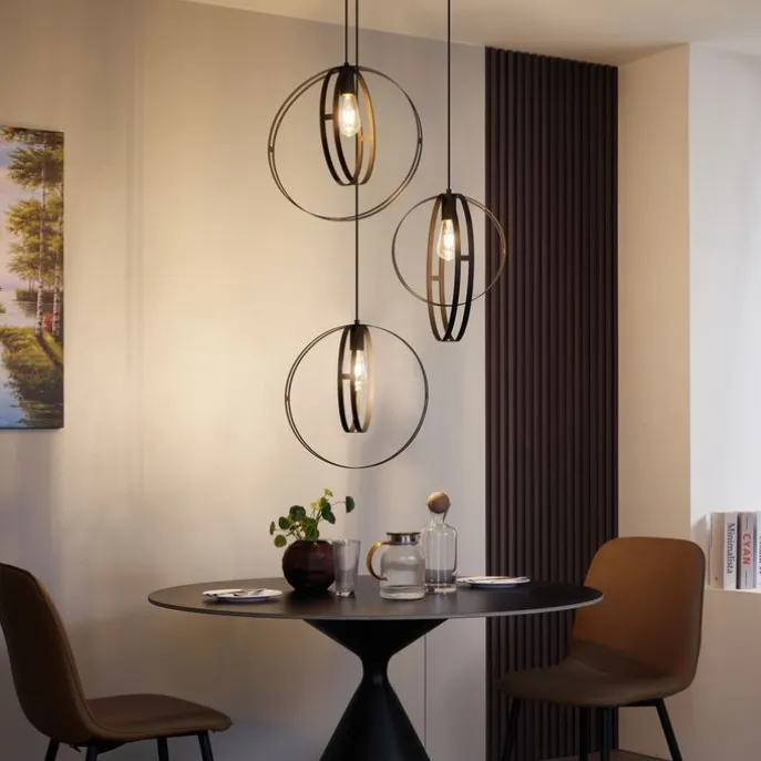 Design-Pendelleuchte schwarz rund 3-flammig - Indu