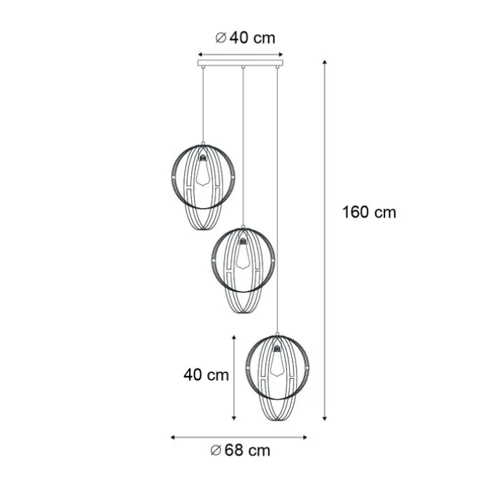 Design-Pendelleuchte schwarz rund 3-flammig - Indu