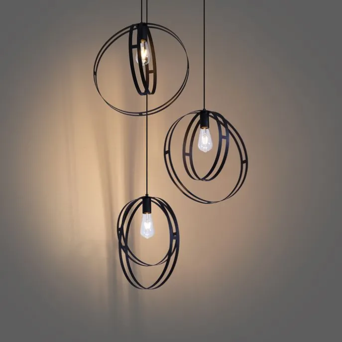 Design-Pendelleuchte schwarz rund 3-flammig - Indu